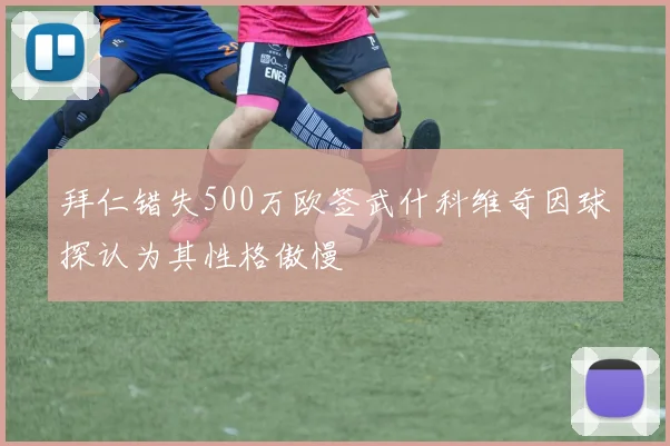拜仁错失500万欧签武什科维奇因球探认为其性格傲慢